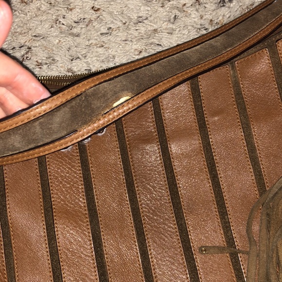 Leather Michael Kors Vintage Saddlebag fringe tassel Purse - Picture 7 of 12